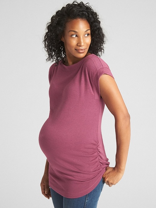 View large product image 1 of 1. Maternity Softspun Short Sleeve Boatneck Top