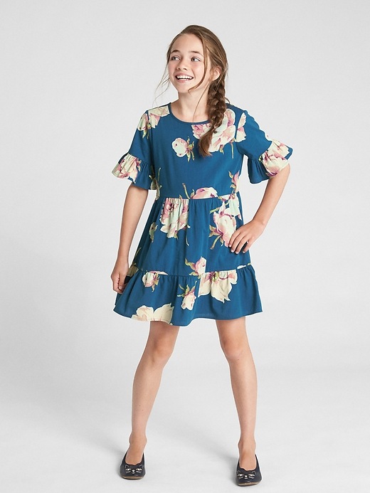 Image number 2 showing, Floral Bell-Sleeve Tiered Dress