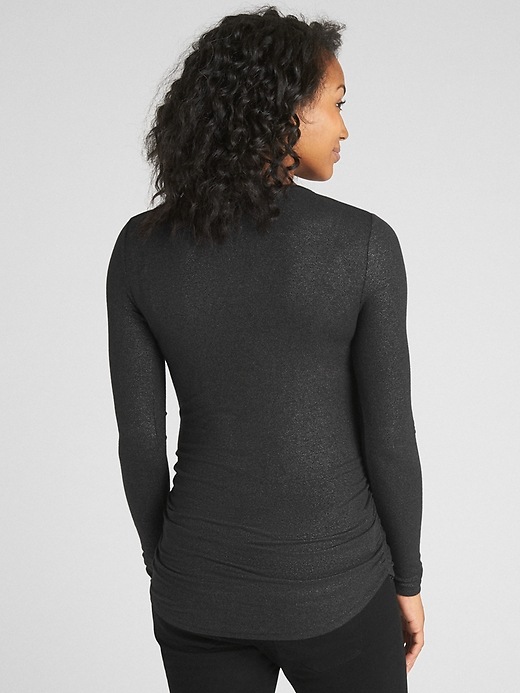 Image number 2 showing, Maternity Ribbed Long Sleeve Henley in Modal