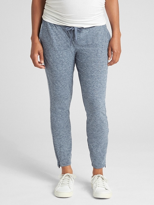 1 of 8 showing, with the color deep sailor blue of product Maternity GapFit Drawstring Pants in Brushed Jersey