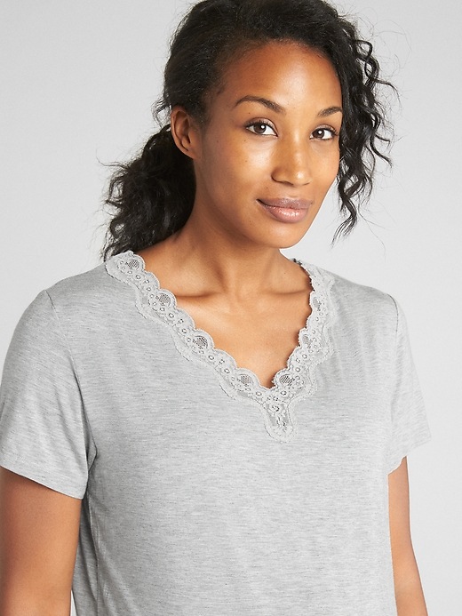 Image number 4 showing, Maternity Lace-Trim  Sleep T-Shirt in Modal