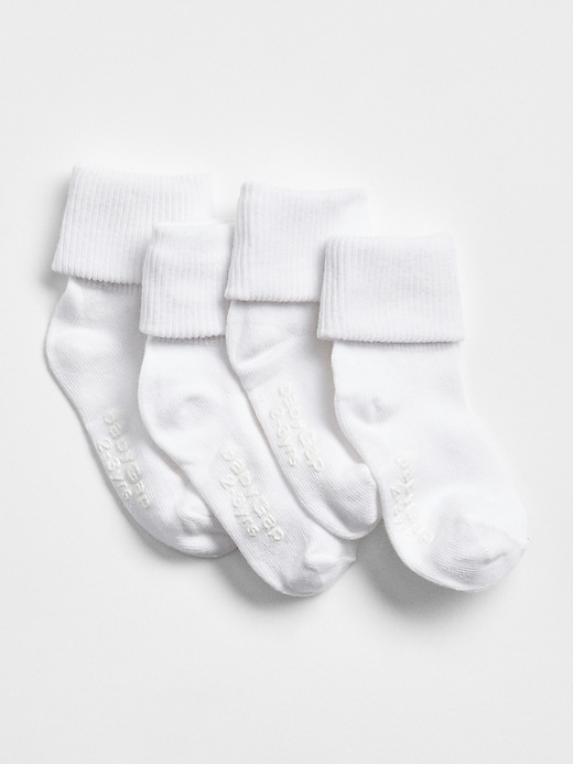 1 of 8 showing, with the color white of product Toddler Roll Socks (4-Pack)