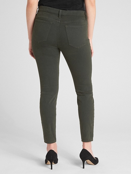 2 of 8 showing, with the color (Color) Rich Olive of product Mid Rise True Skinny Jeans in Sculpt