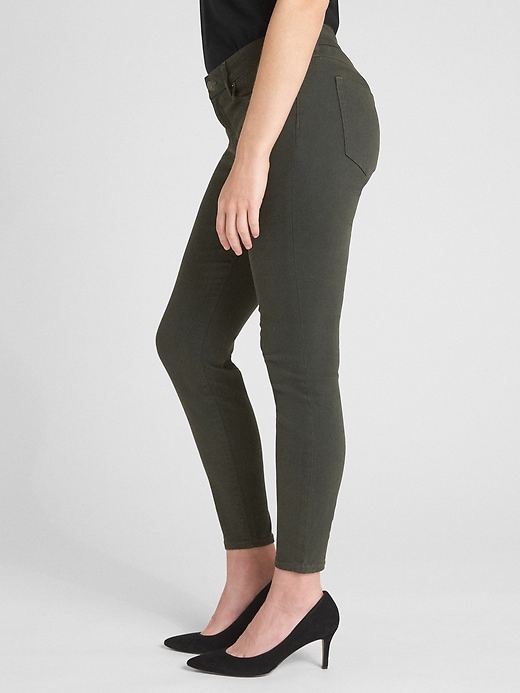 1 of 8 showing, with the color (Color) Rich Olive of product Mid Rise True Skinny Jeans in Sculpt