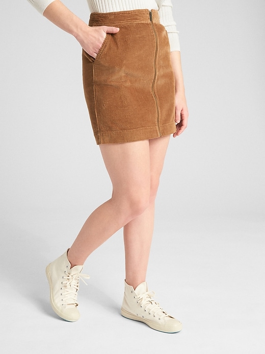 Image number 7 showing, Zip-Front Cord Mini Skirt