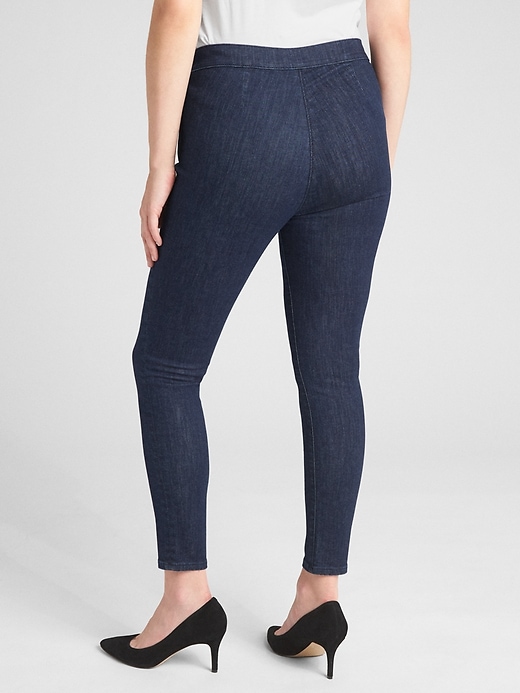 2 of 8 showing, with the color (Dark) Rinsed of product High Rise Side-Zip True Skinny Ankle Jeans in Sculpt