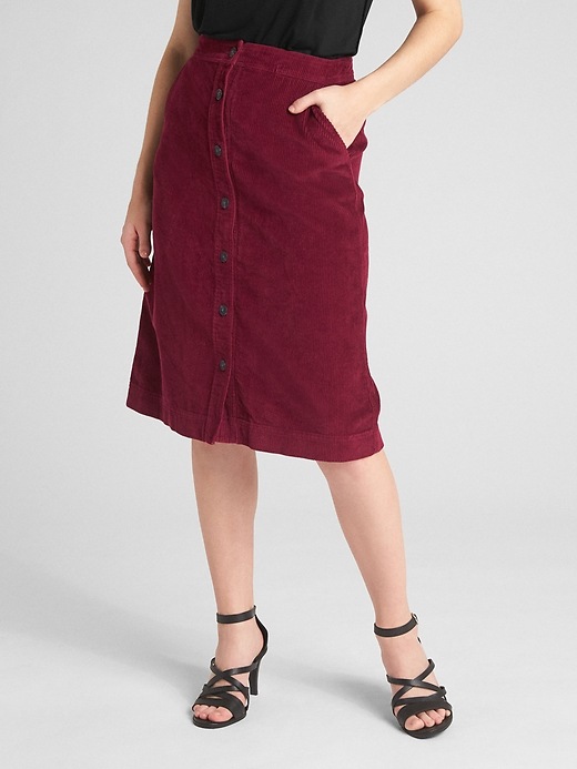 Image number 7 showing, Button-Front Cord Midi Skirt