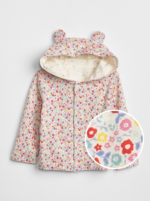 1 of 8 showing, with the color small multi floral of product Reversible Print Hoodie Sweater