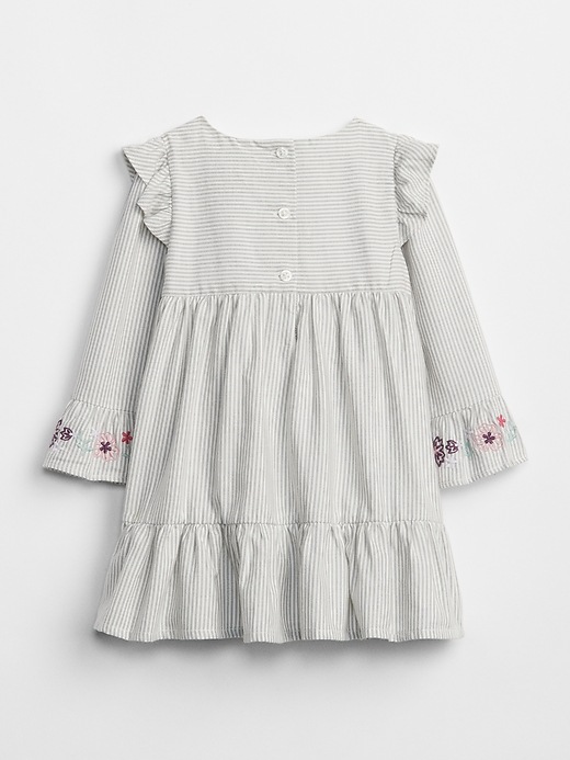 Image number 2 showing, Embroidered Stripe Bell-Sleeve Dress