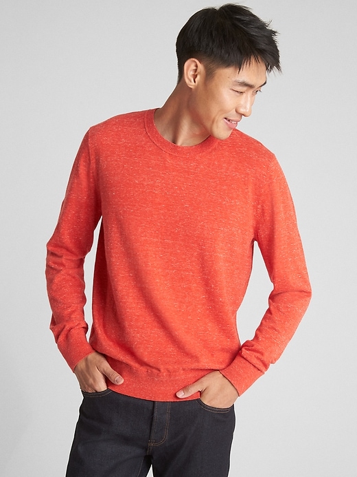 1 of 8 showing, with the color orange heather of product The Mainstay Crewneck Sweater