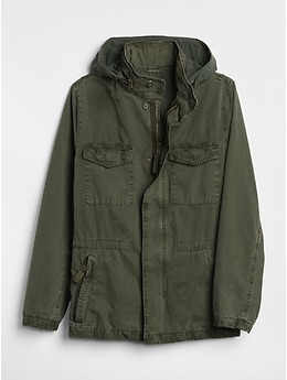 Military Jacket with Hidden Hood Gap
