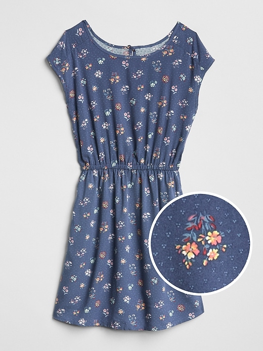 1 of 8 showing, with the color sargasus blue of product Floral Cinched-Waist Dress