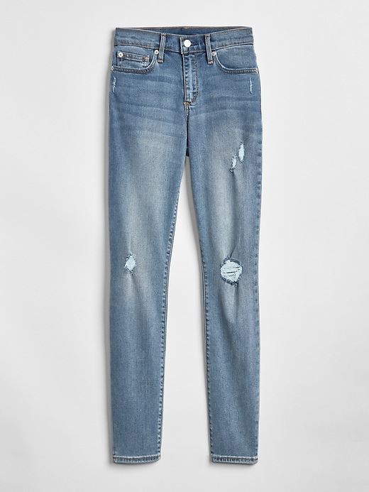 Image number 6 showing, Soft Wear Mid Rise True Skinny Jeans in Distressed