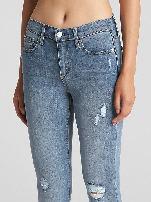 Image number 5 showing, Soft Wear Mid Rise True Skinny Jeans in Distressed