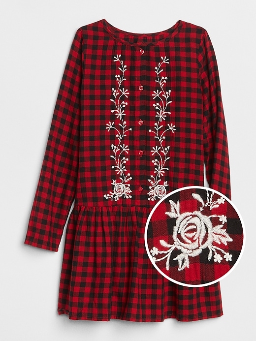 Image number 1 showing, Embroidered Plaid Dress