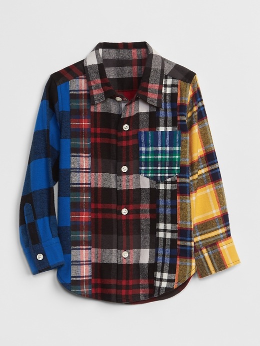 View large product image 1 of 3. Mix-Plaid Long Sleeve Shirt