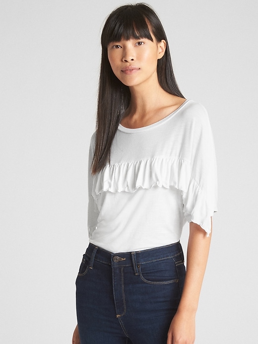 Image number 9 showing, Dolman Sleeve Ruffle-Trim Top