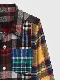 View large product image 3 of 3. Mix-Plaid Long Sleeve Shirt