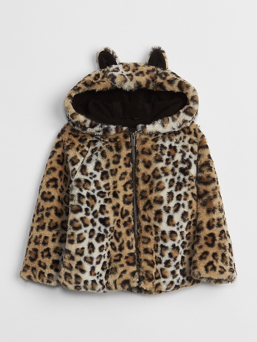 Image number 1 showing, Leopard Faux-Fur Coat