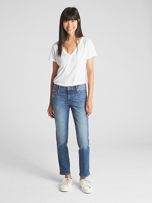 Image number 3 showing, Mid Rise Real Straight Jeans