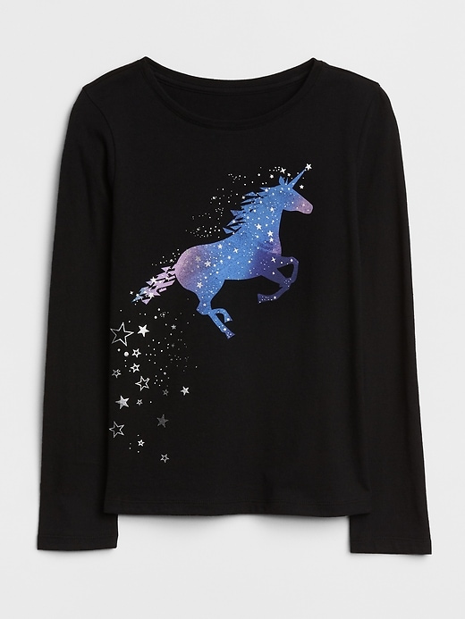 1 of 8 showing, with the color true black of product Graphic Long Sleeve T-Shirt