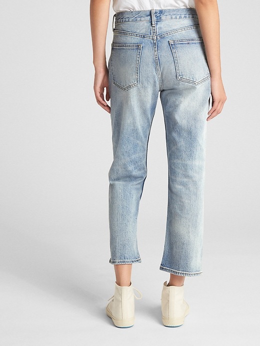 2 of 8 showing, with the color (Light) Light Indigo of product Cone Denim® High Rise Crop Straight Jeans