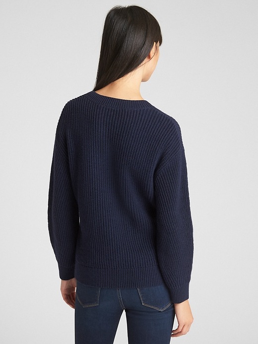 2 of 8 showing, with the color dark night of product Shaker Stitch Crewneck Pullover Sweater