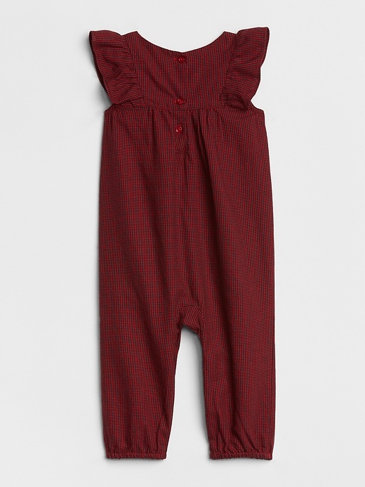 2 of 8 showing, with the color modern red of product Embroidered Flutter One-Piece