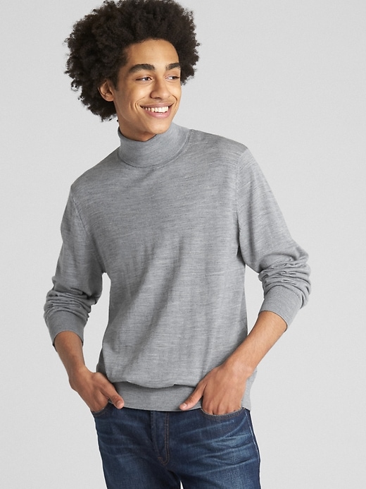 Image number 7 showing, Turtleneck Pullover Sweater in Pure Merino Wool