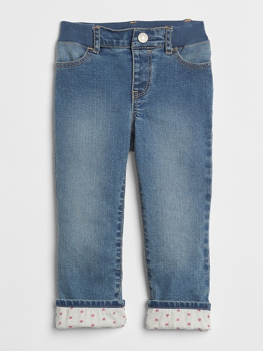 Image number 1 showing, Superdenim Print-Lined Straight Jeans with Defendo