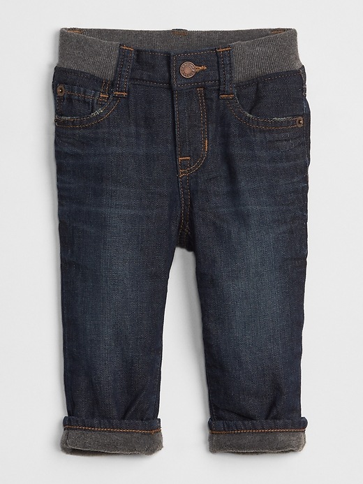 Image number 1 showing, Fleece-Lined Straight Jeans