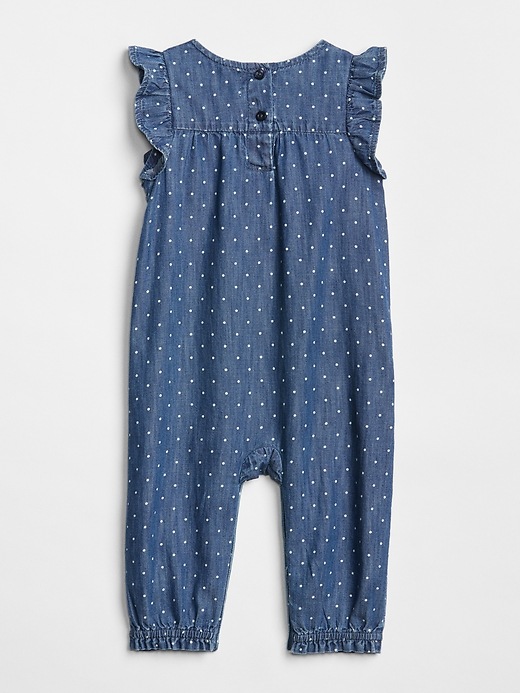 Image number 2 showing, Dot Ruffle Denim One-Piece