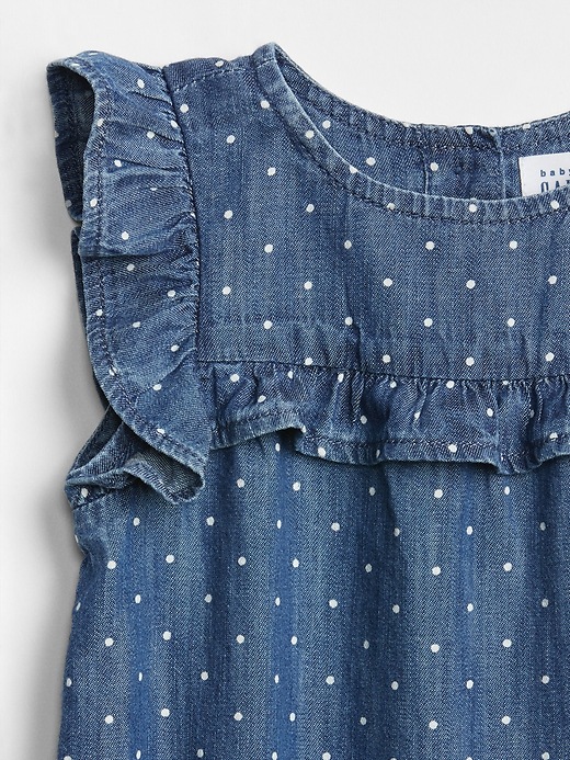 Image number 3 showing, Dot Ruffle Denim One-Piece