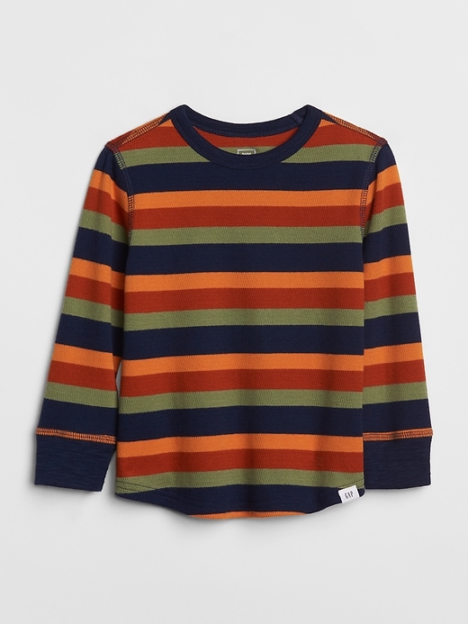 View large product image 1 of 1. Stripe Textured Long Sleeve T-Shirt