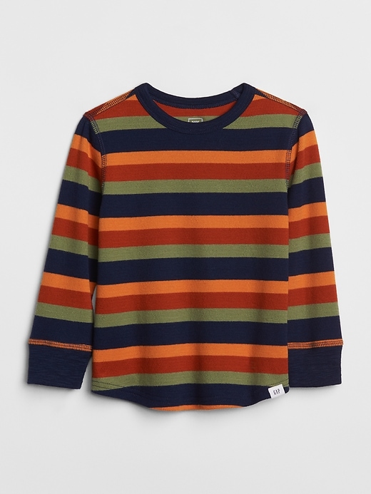 1 of 8 showing, with the color elysian blue of product Stripe Textured Long Sleeve T-Shirt