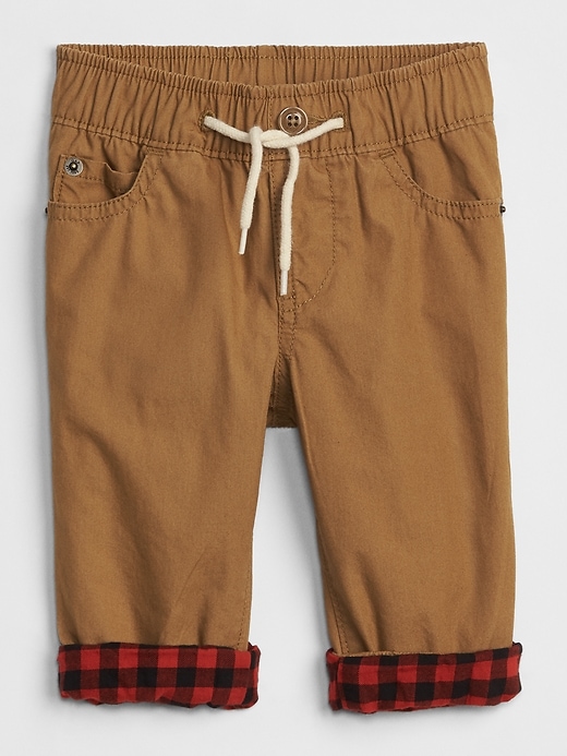 Image number 1 showing, Baby Flannel-Lined Pull-On Pants
