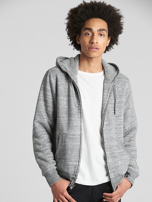 View large product image 1 of 1. Sherpa-Lined Full-Zip Hoodie