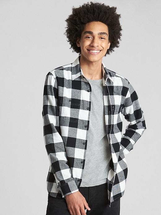 1 of 8 showing, with the color buffalo plaid equinox of product Standard Fit Flannel Shirt