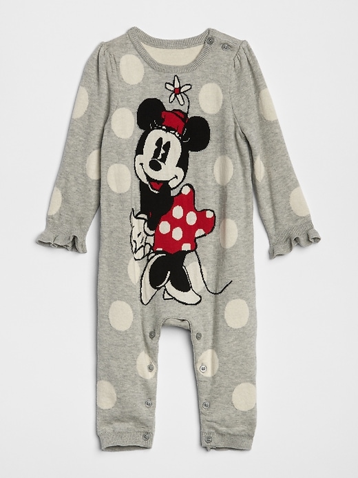 1 of 8 showing, with the color light heather gray of product babyGap &#124 Disney Minnie Mouse One-Piece