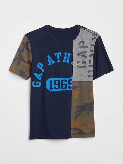 1 of 8 showing, with the color multi camo of product Logo Remix Short Sleeve T-Shirt