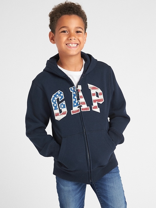 2 of 8 showing, with the color blue galaxy of product Kids Gap Logo Hoodie Sweatshirt