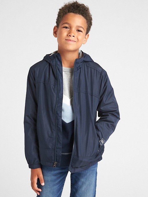 2 of 8 showing, with the color true indigo of product Kids Jersey-Lined Windbuster
