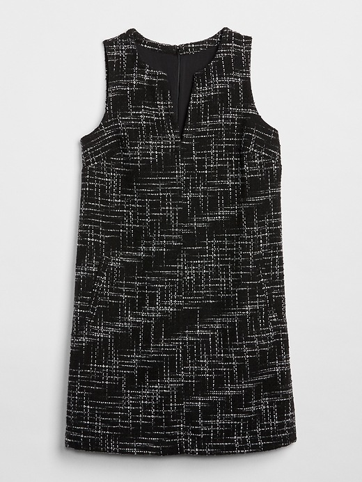 Image number 6 showing, Sleeveless Split-Neck Shift Dress in Tweed