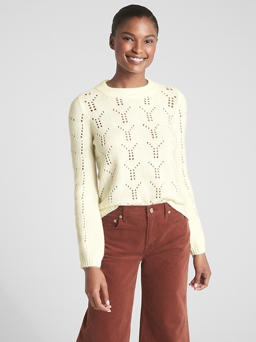 Image number 9 showing, Pointelle Crewneck Pullover Sweater