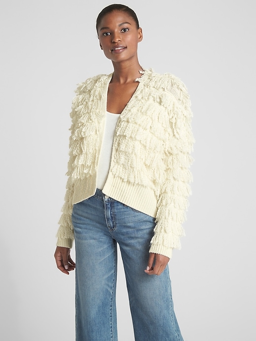 Image number 7 showing, Loop-Fringe Cardigan Sweater