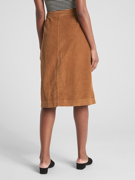 2 of 8 showing, with the color brown of product Button-Front Cord Midi Skirt