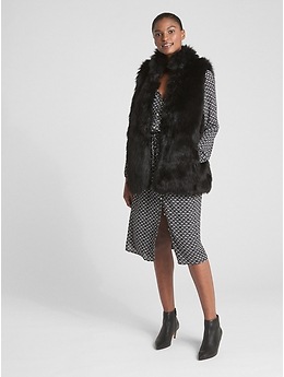 Gap black fur vest sale