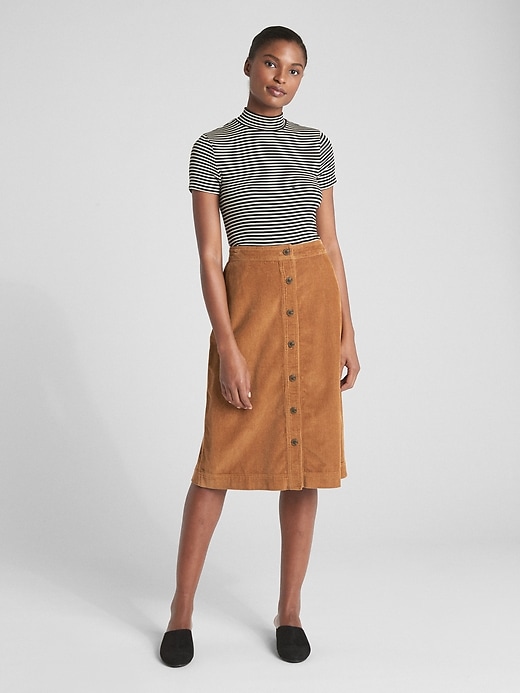 Image number 3 showing, Button-Front Cord Midi Skirt