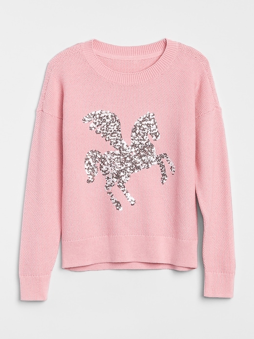 Image number 1 showing, Sequin Graphic Crewneck Sweater