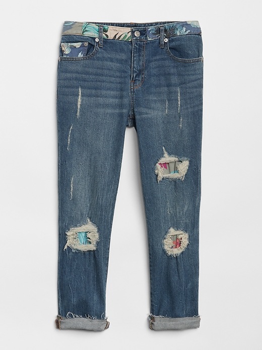 Image number 6 showing, Mid Rise Best Girlfriend Jeans with Floral Print Detail